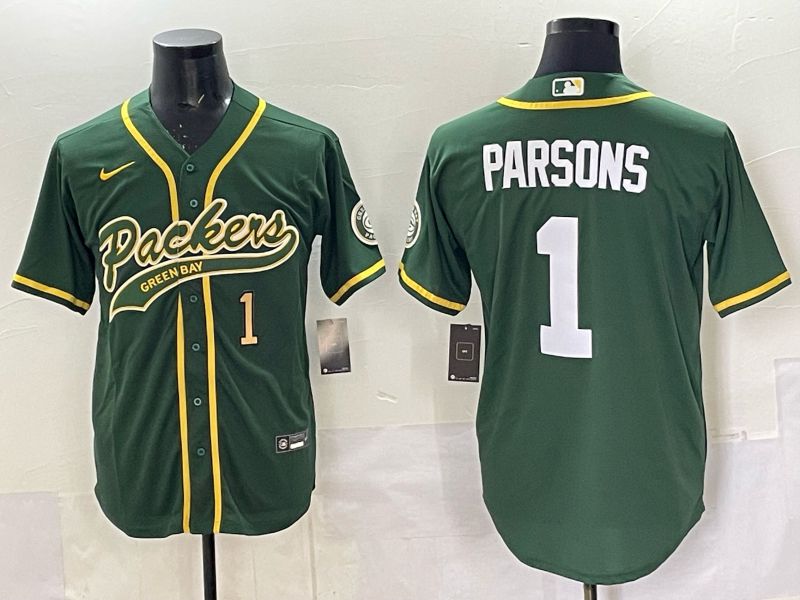 Men 2025 Nike Green Bay Packers #1 Parsons Green Joint Name  Limited NFL Jersey style 044->toronto blue jays->MLB Jersey